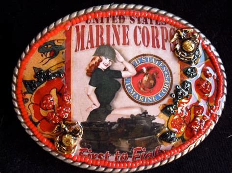 Items Similar To Marine Corps Vintage Pin Up Girl Belt Buckle On Etsy