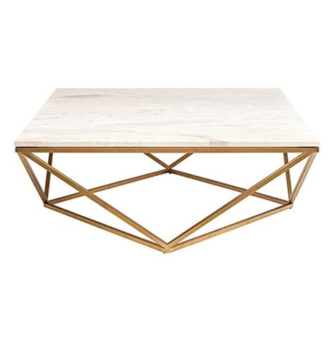 Telestis price for end table, occasional table. Square Marble Top Coffee Table with Gold Geometric Base