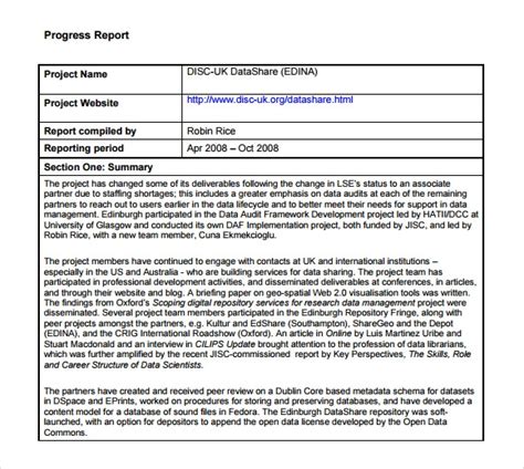 Free 10 Sample Progress Reports In Pdf