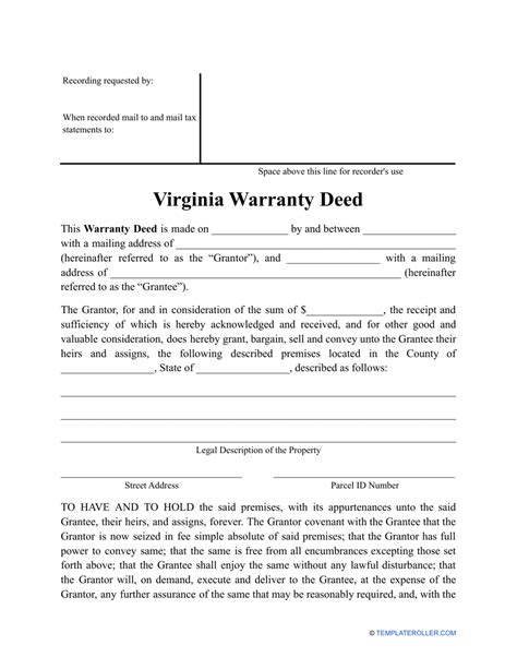 Virginia Warranty Deed Form Fill Out Sign Online And Download Pdf