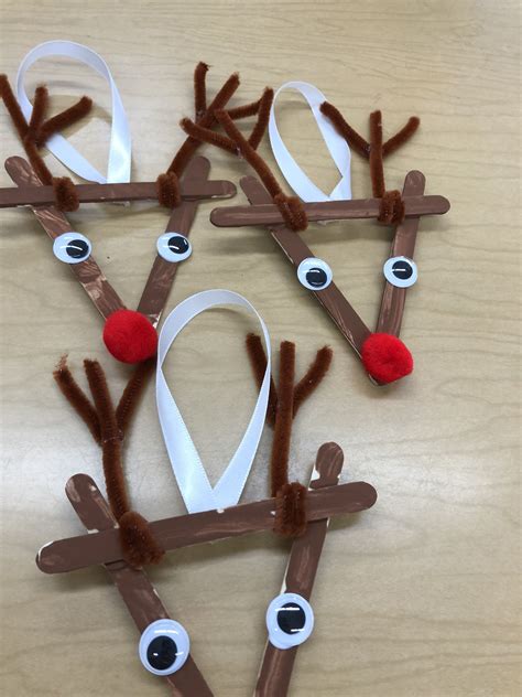 Popsicle Stick Reindeer Ornaments Diy Christmas Ornaments Easy Kids