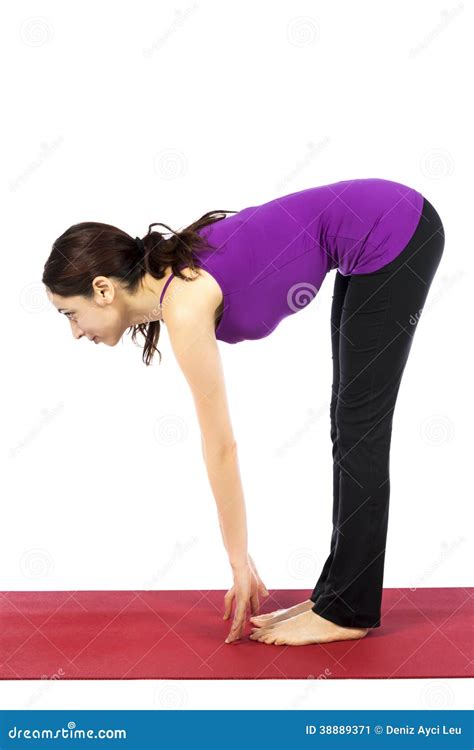 Woman In Standing Half Forward Bend Pose In Yoga Stock Photo Image