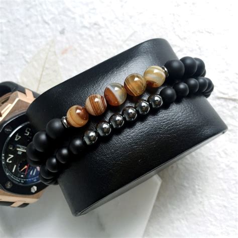 Bracelet en argent thaïlandais de mode vintage blanc clair de lune pierre prune. BRACELET - BRACELET/BRACELET ZEN - LITTLE GEEK BOUDDHA