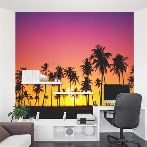 Palm Tree Sunset Wall Mural
