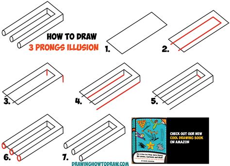 Download your free drawing guide. How to Draw 3 Prongs Optical Illusion Easy Step by Step ...