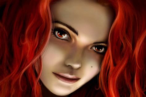 Beautiful Redhead Girl Cartoon Art Prettyfantasy Girl Art Etsy