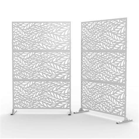 65 Ft H X 4 Ft L Laser Cut Metal White Privacy Screen 3 Piece