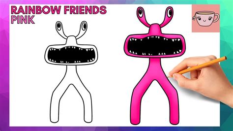 How To Draw Pink From Roblox Rainbow Friends Easy Step By Step