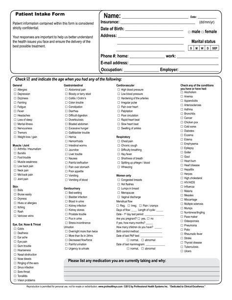 Patient Intake Form Templates At