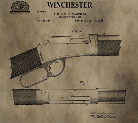 Winchester Firearm Patent Digital Art By Dan Sproul