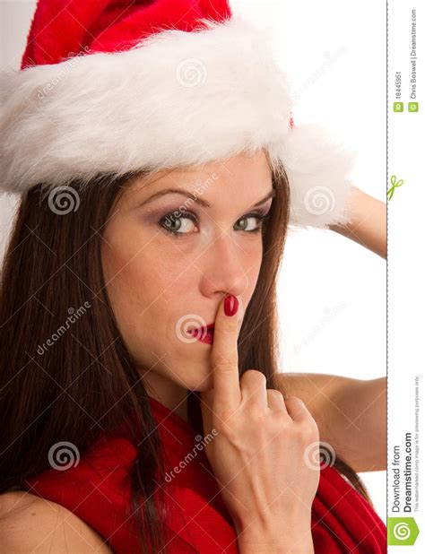 Santas Secret Kept By Beautiful Woman Stock Image Image Of Beauty