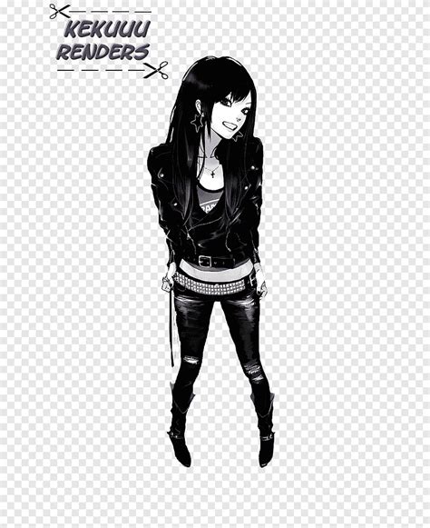 fan art drawing model sheet emo girl black hair manga png pngegg