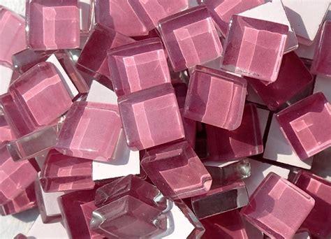 Deep Pink Glass Tiles 1 Cm Crystal Mosaic Tiles Set Of 100