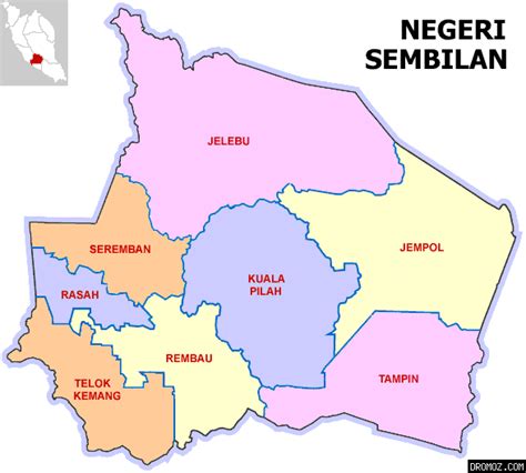 It is located on the western coast of peninsular malaysia, just south of kuala lumpur and is bordered in the north by selangor, in the capital of negeri sembilan is seremban. Malaysia Map Negeri Sembilan