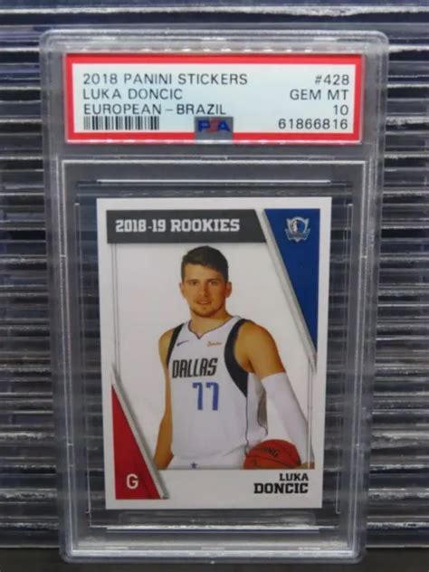 2018 19 Panini Nba Stickers European Brazil Luka Doncic Rookie Rc 428 Psa 10 8012 Picclick