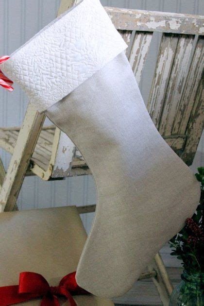 Christmas Stocking Flax Linen With Ivory Matelasse Cuff Christmas Stockings Christmas Stockings