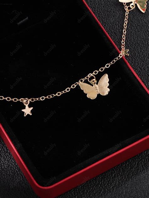 29 Off 2021 Metallic Butterfly Choker Necklace In Gold Dresslily