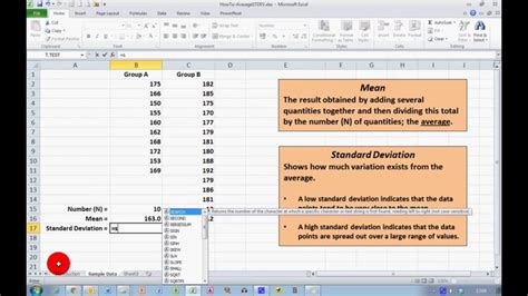 How To Calculate Mean And Standard Deviation In Excel 2010 Youtube