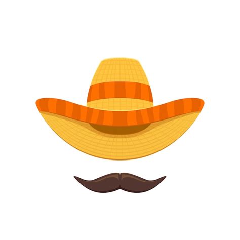 Sombrero Sombrero Mexicano Y Bigote Para El Cinco De Mayo Aislado Sobre