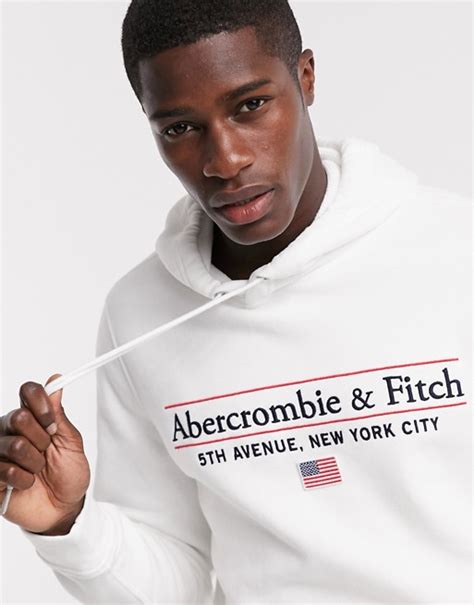 abercrombie and fitch popover hoodie in white asos