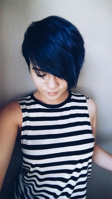 Blue Hair Pixie Cut Cutandcolour Pinterest Pixie Cut