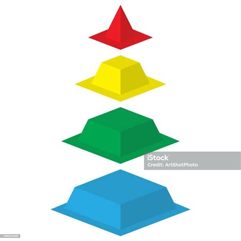 Empat Potong Warna Berbeda Dari Piramida Ilustrasi Stok Unduh Gambar