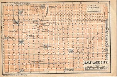 1899 Antique Map Of Salt Lake City Utah Etsy Salt Lake City Utah