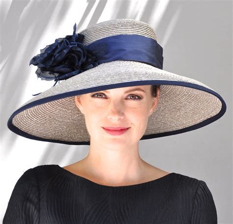Wedding Hat Ladies Navy Blue Hat Kentucky Derby Hat Formal Hat