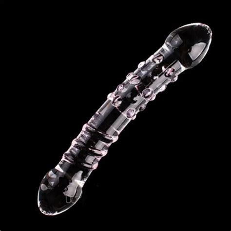 Pink Dong Double Ended Headed Glass Dildo Crystal Fake Penis Women Men