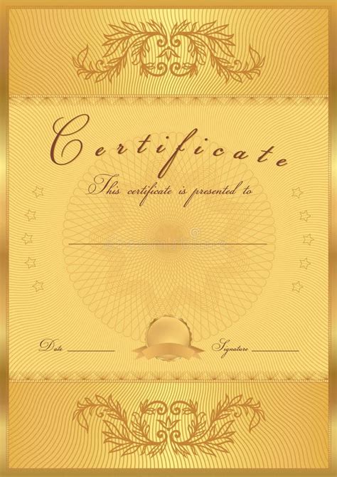 Gold Certificate Diploma Background Template Stock Vector