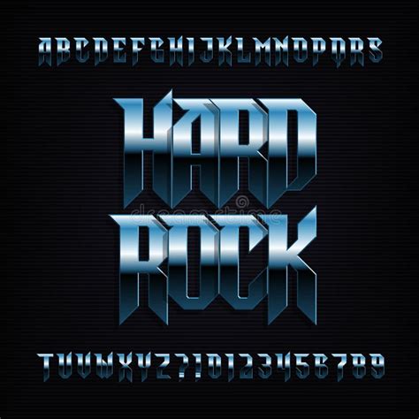 Hard Rock Alphabet Font Metal Effect Shiny Letters Numbers And
