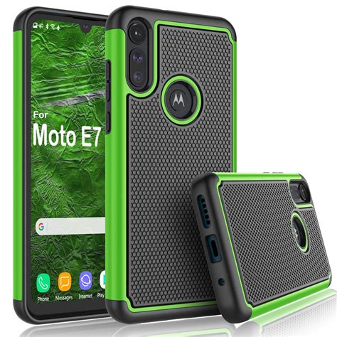 Motorola Moto E 2020 Casetinysaturn Moto E7 Case Green Shock Absorbing Rubber Silicone