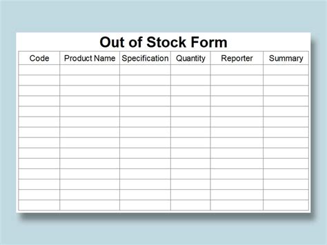 Excel Of Simple Stock Form Xlsx Wps Free Templates