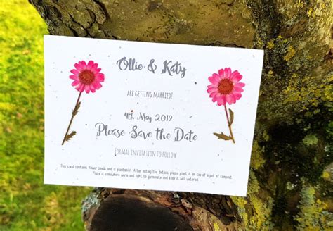 Pressed Flower Paper Wedding Invitations Pressed Flowers Organic