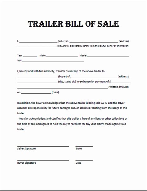 Texas Boat Trailer Bill Of Sale Form Fillable Pdf Fre