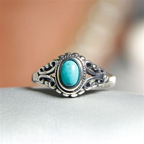 Elegant Quality 925 Rings Adjustable Vintage Turquoise Ring 925