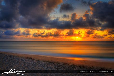 Atlantic Ocean Sunrise At Beach Florida Hdr Image