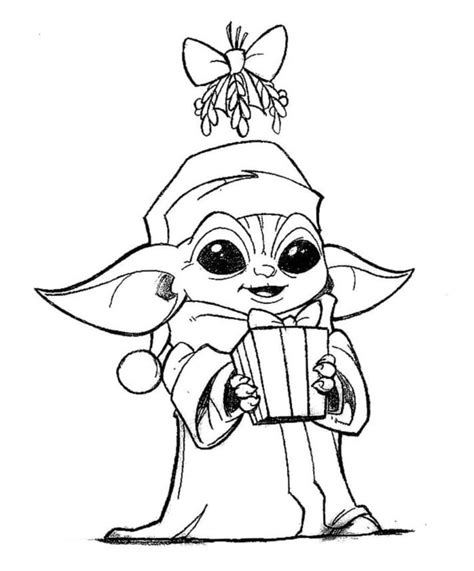 Baby Yoda Christmas Coloring Pages Printable