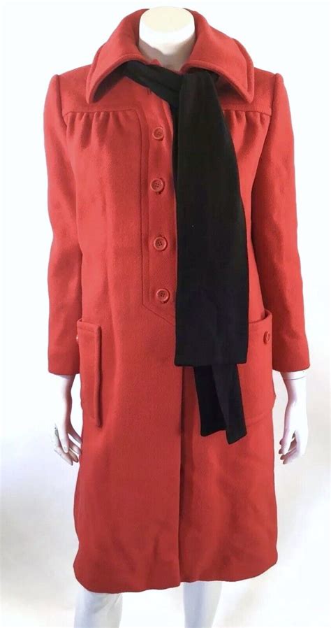Vtg 50s Zelinka Matlick Dress Coat Large Solid Red Wool Blend Longline