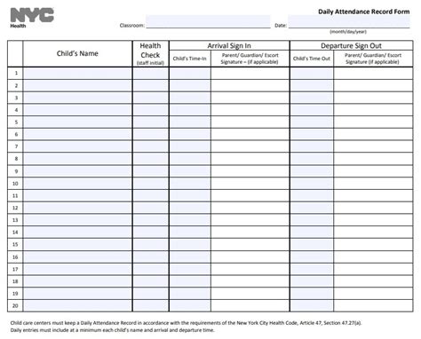Attendance Log Templates 6 Free Printable Excel Word And Pdf Samples