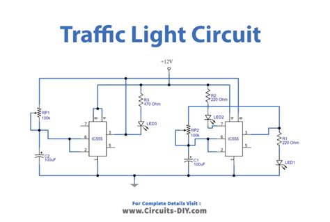 Traffic Light Circuit Using 555 Timer