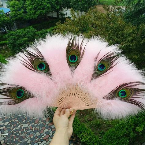 New Design Peacock Feather Hand Fans Black Marabou Fluffy Etsy