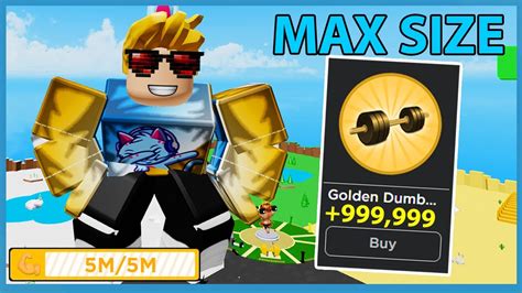 I Unlocked The Golden Dumbbells Max Size And Muscles Roblox Big