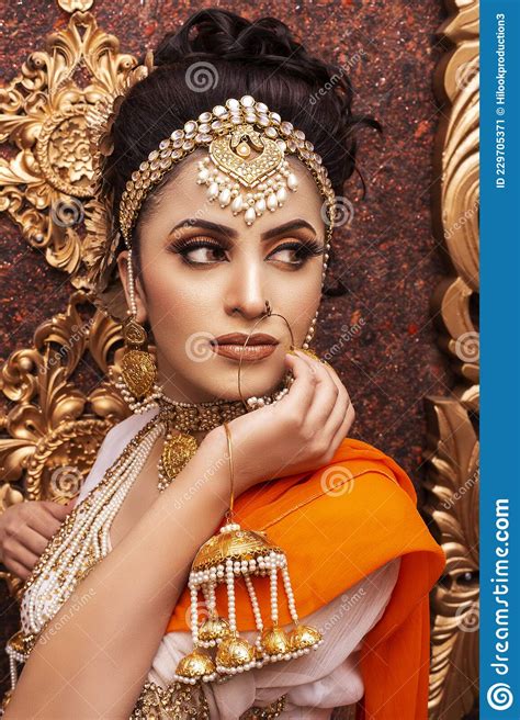 Beautiful Elegant Female Model In Traditional Ethnic Indian Pakistani