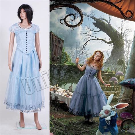 Costumes Alice In Wonderland Cosplay Tim Burton S Alice Blue Dress Costume Cosplay Custom Women