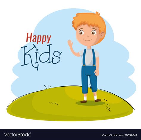 Little Boy Happy Character Royalty Free Vector Image