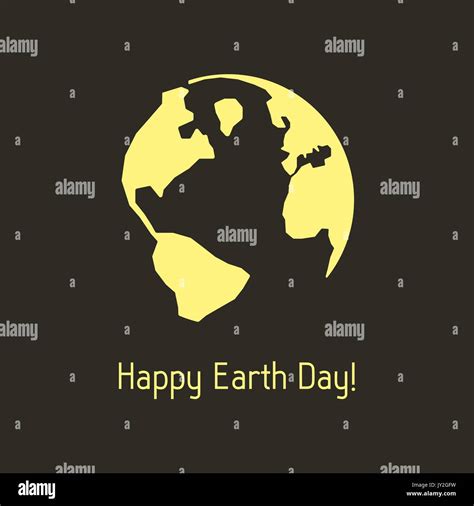 Happy Earth Day With Yellow Outline Planet Stock Vector Image And Art Alamy