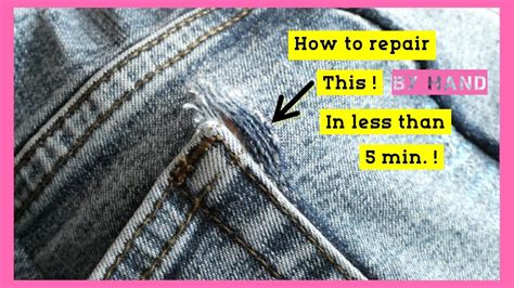 How To Repair Ripped Jeans Back Pocket How To Repair Ripped And Torn Jeans By Hand Easy