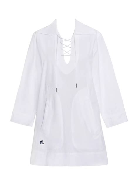 Lauren Ralph Lauren Lace Up Tunic White At John Lewis And Partners