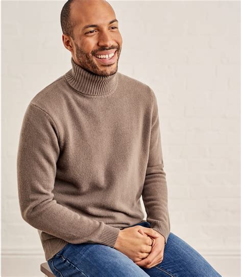 Vole Marl Pure Lambswool Mens Lambswool Polo Neck Jumper